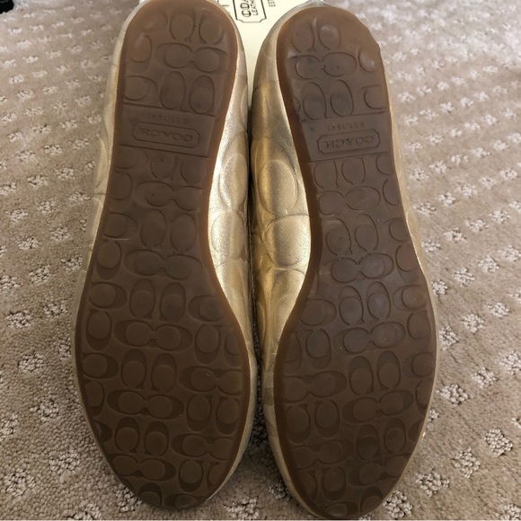 COACH Gold Leather Ballet Flats Size 6 - Picture 8 of 11